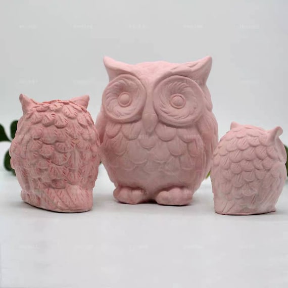 Large size standing owl silicone mold DIY crooked owl animal ornaments  handmade aromatherapy decoration cement gypsum candle mold