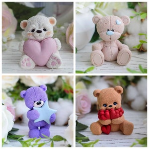 AT0124 New Design 3D Fashion Cartoon Violent Bear Figure Plaster Candle  Mould Beabrick Bear Candle Silicone Mold Kaws Candle