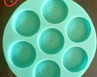 Chakra small embed symbol set of 7 molds mould spiritual yoga rekhi  silicone soap melt and pour candle resin casting crafts  diy mediation