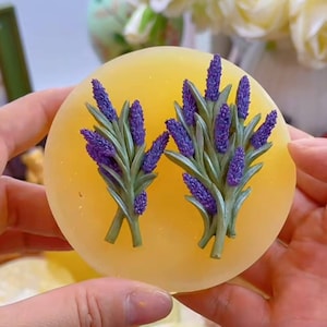 Small mini embed size 2 cavity lavender floral flower soap candle clay resin silicone mold mould christmas soap making ( mold color random )
