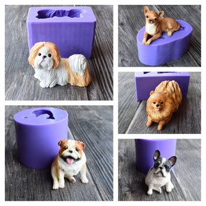 3d sitting dog dogs puppies  home baby cute pet animal silicone mold mould soap candle resin craft supplies melt and pour cp hp soaps
