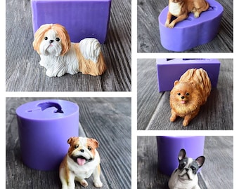 3d sitting dog dogs puppies  home baby cute pet animal silicone mold mould soap candle resin craft supplies melt and pour cp hp soaps