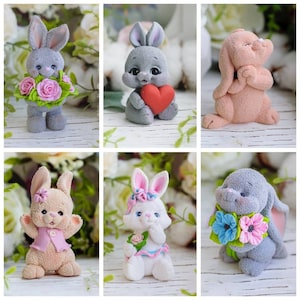 3d bunny rabbit theme mold mould silicone soap melt and pour candle resin Easter  new year photography theme