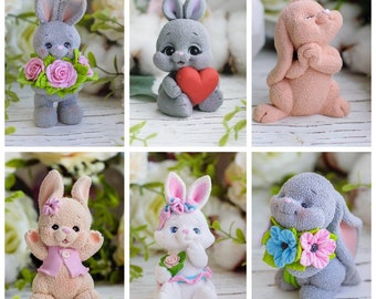 3d bunny rabbit theme mold mould silicone soap melt and pour candle resin Easter  new year photography theme