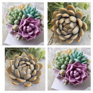 realistic 3d succulent bouquet floral soap candle clay resin silicone mold mould christmas melt and pour making epoxy resin casting clay