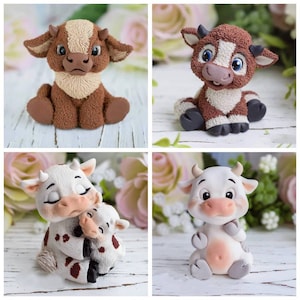 3d cute yashka baby bull cow calf animal   soap mold candle mould silicone melt and pour craft supplies christmas