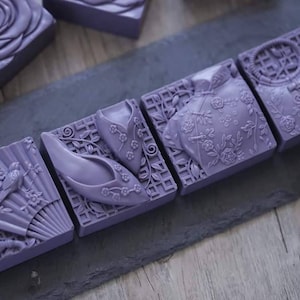 Vintage Japanese  floral  design mold embroidery pattern soap candle resin molds mould silicone mold clay purse shoe dress bird fan