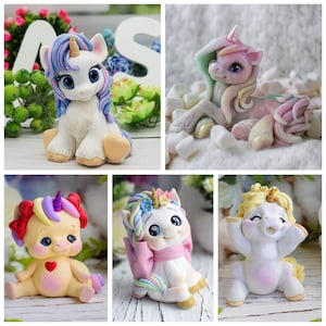 3d cute baby unicorn horse  soap making candle silicone designer mold animal design melt and pour clay resin craft casting handmade diy