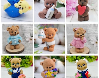 3d cute teddy bear soap making candle silicone designer mold mould floral rose roses design melt and pour flower clay resin craft