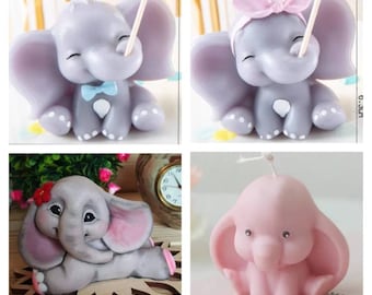 Cute 3d elephant babies mold mould silicone soap candle  resin melt and pour clay magnets concrete - best wishes flag not part of mold