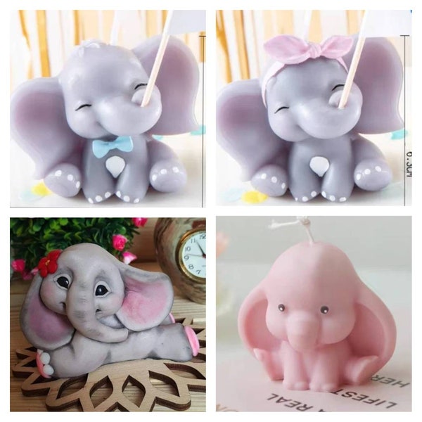 Cute 3d elephant babies mold mould silicone soap candle  resin melt and pour clay magnets concrete - best wishes flag not part of mold