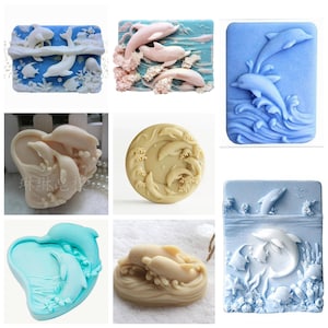 Sea dolphins dolphin fish aquarium soap candle silicone mold mould christmas melt and pour soap making resin crafting