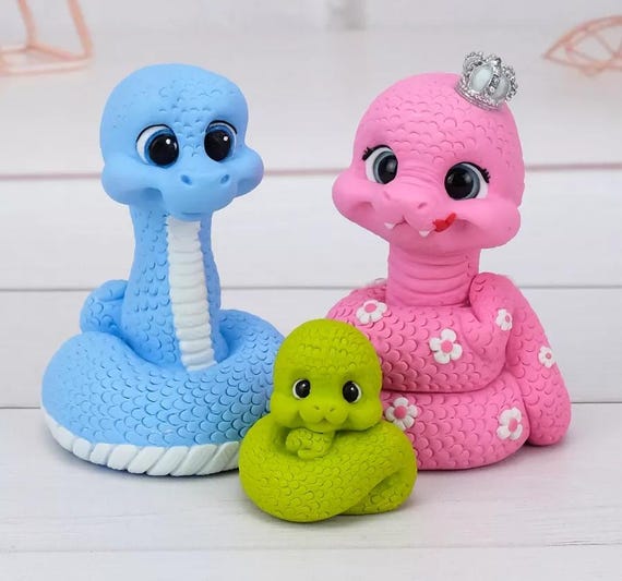 Handmade Silicone Mold for 3d Cute Snake Father Mother Baby Family