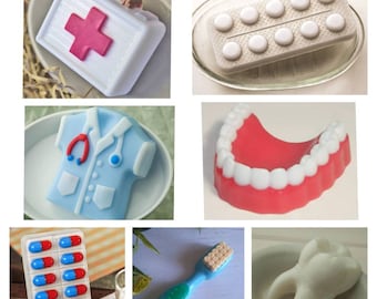Molde de silicona para jabón, tira de medicamento, diseño de bata médica, pasta de dientes, tubo de pasta de dientes, cepillo de dientes, mandíbula, pasta de dientes, dentadura postiza, molde de silicona para jabón, molde de silicona para dentista, médico