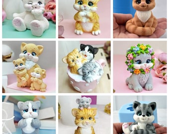 Handmade 3d cute cat silicone molds for  mold mould soap candle resin craft supplies melt and pour cp hp s pet oaps designer artisan kitten