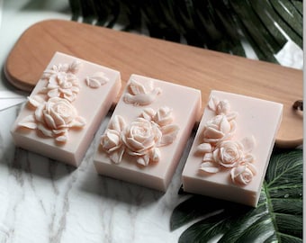 handmade floral rose roses bird butterfly rectangular soap making candle silicone mold mould  melt and pour  flower clay resin designer