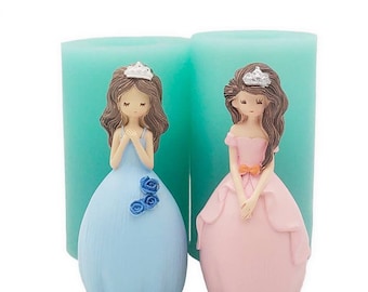 Molde de muñeca princesa 3D, molde de silicona para jabón, vela derretida y vertida, fundición de resina, manualidades DIY