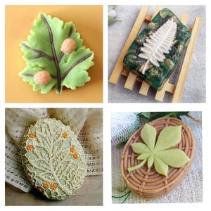 handmade stone fern maple leaf leaves basket soap making candle silicone designer mold mould floral  design melt and pour f clay resin craft