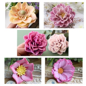 3d peony rose  buttercup peony flower floral soap candle clay resin silicone mold mould christmas melt and pour soap making