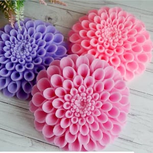 dahlia   flower floral soap candle clay resin silicone mold mould christmas melt and pour soap making