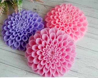 dahlia   flower floral soap candle clay resin silicone mold mould christmas melt and pour soap making