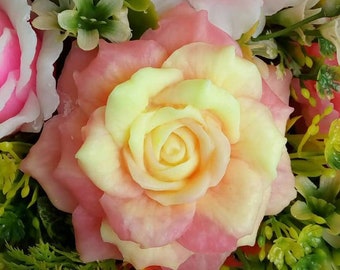 stampo in silicone per sapone in resina e argilla, stampo per sapone fuso e versato, stampo per sapone in 3D realistico per candele e fiori di peonia e rosa.