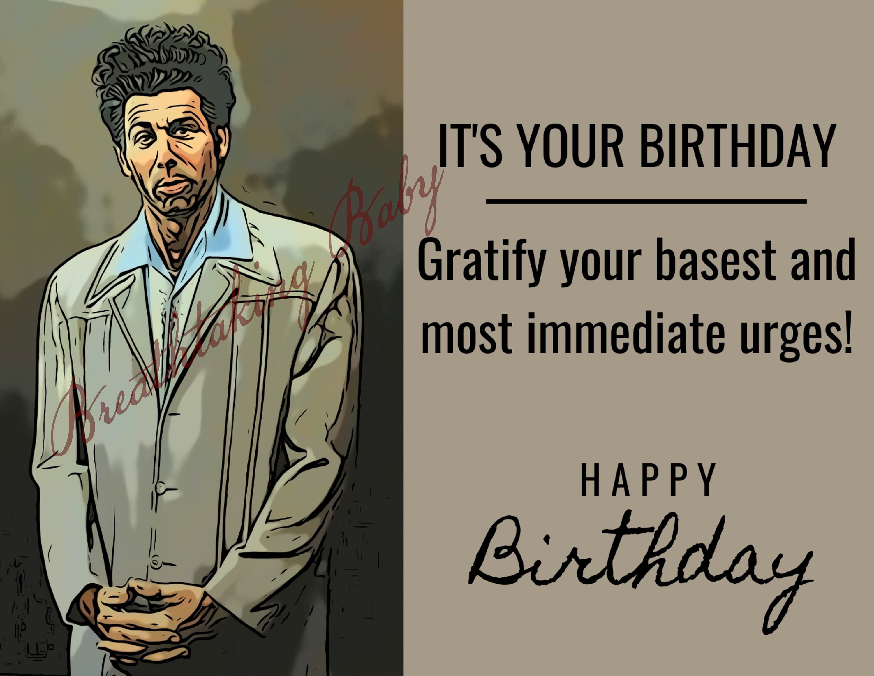 Seinfeld Fan Birthday Card | Printable | DIGITAL FILE | INSTANT ...
