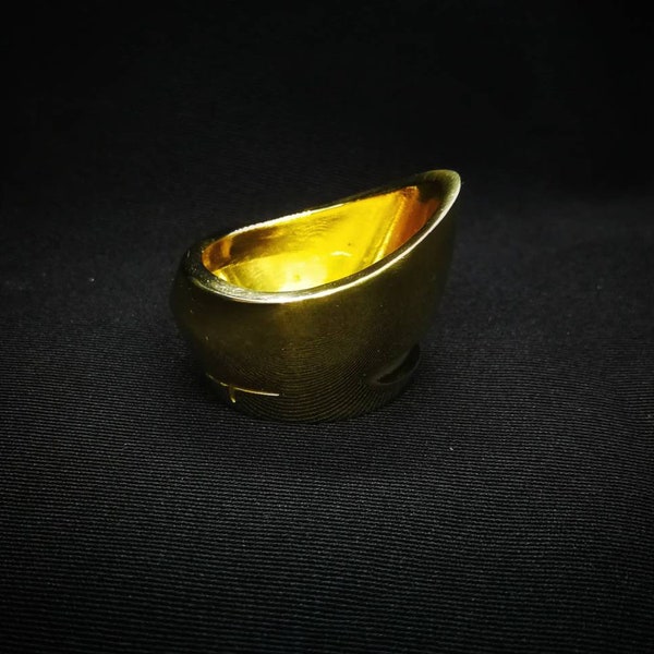 Temujin Handmade Brass Archery Cylindrical Thumb Ring - Modern Classic Ming Chinese style