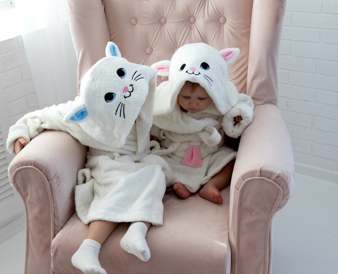 Personalized kids robe CAT Lounge robe Toddler bathrobe Etsy