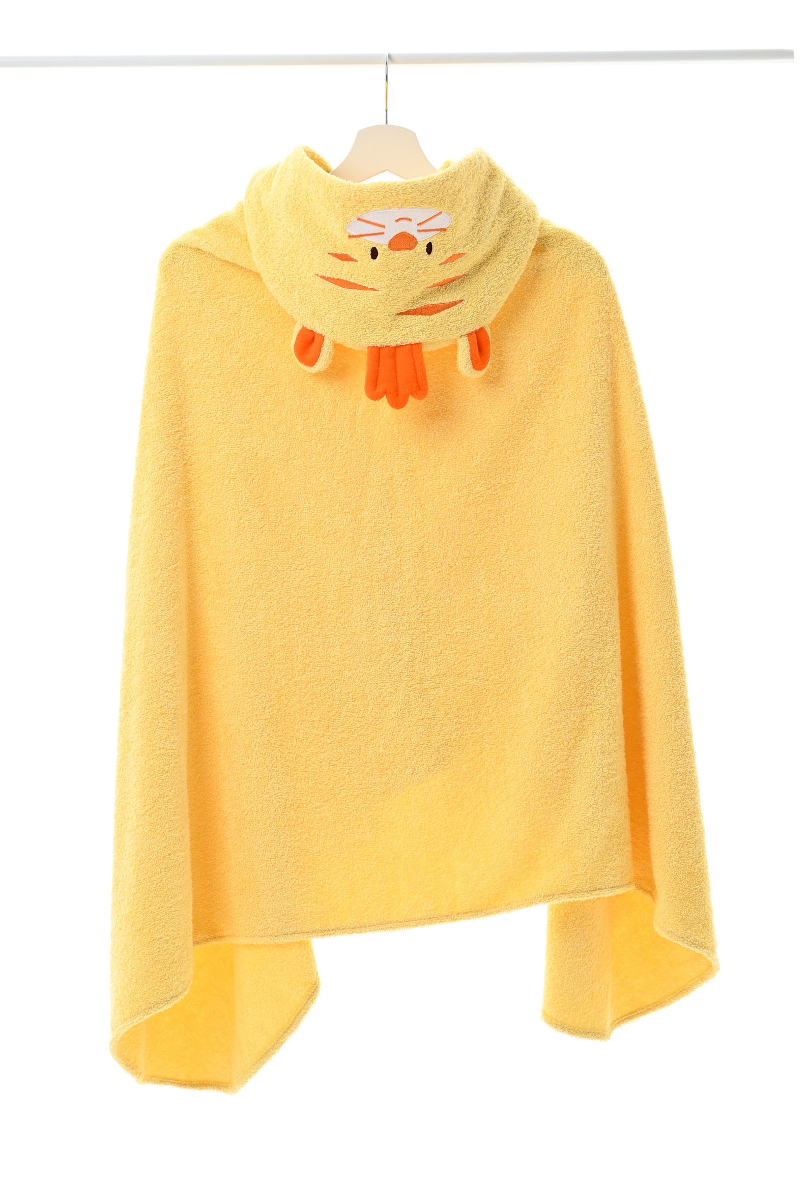 Babyhug Hooded Cotton Woven Towel with Giraffe Embroidery- Yellow