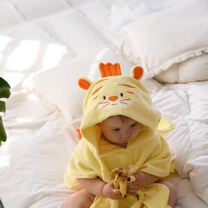 Babyhug Terry Knit Full Sleeves Hooded Bath Robe Tiger Design - Blue main image 0