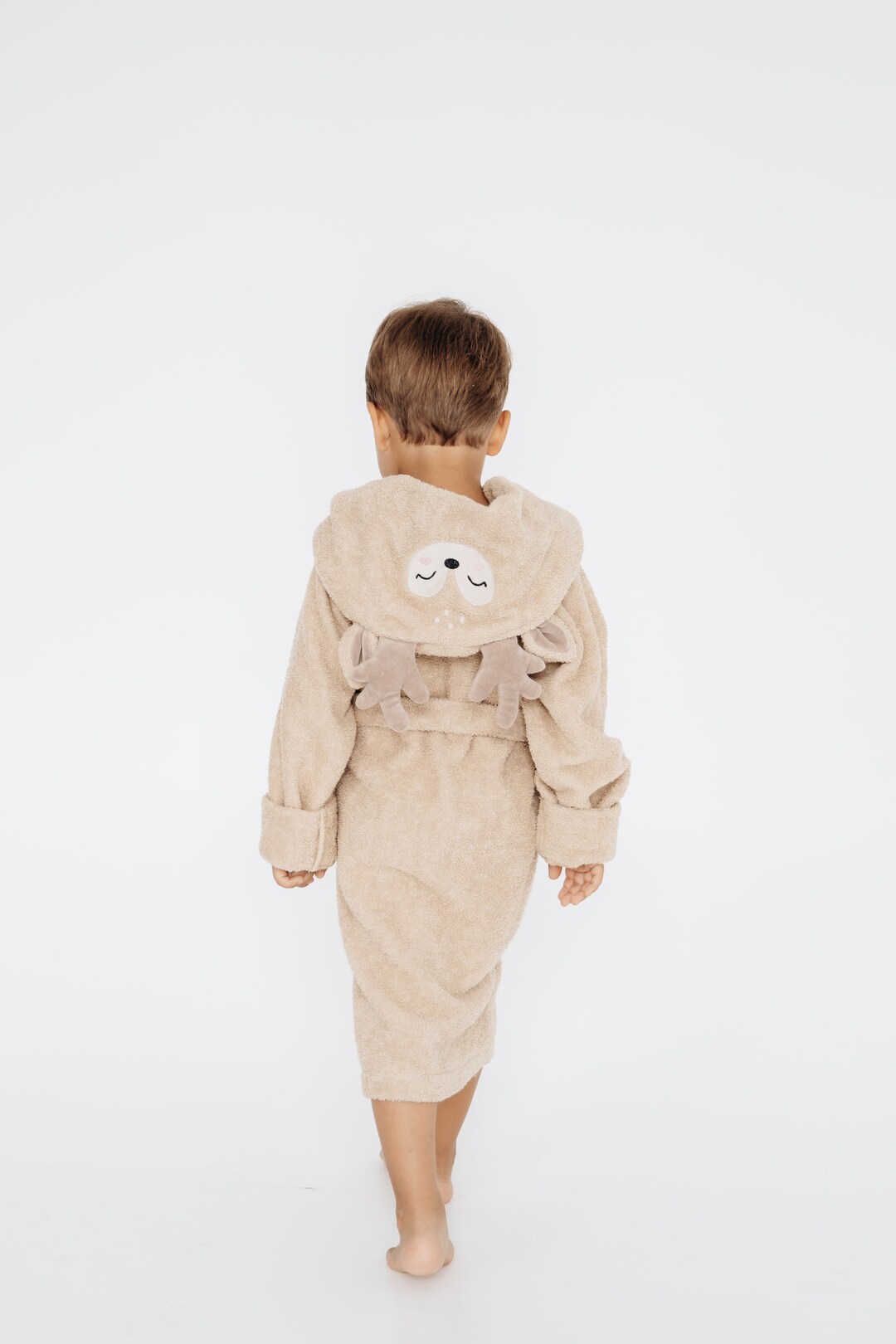 Personalized Kids Robe DEER Lounge Robe Toddler Bathrobe Terry Cloth