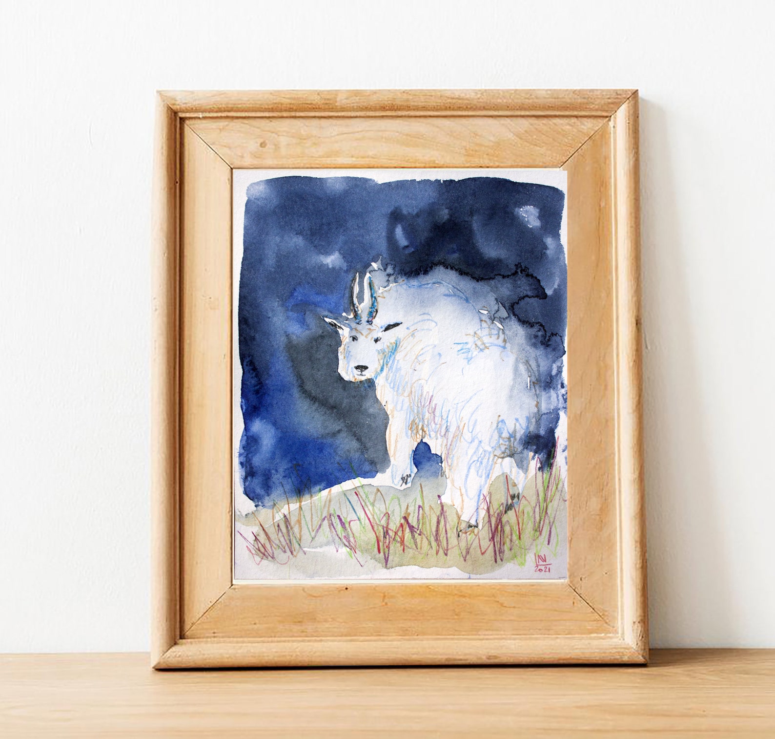Mountain Goat Painting Original Art Watercolor Painting Animal Etsy