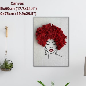 Big Moss Art Wall Decor/ Canvas Accent Picture Reindeer Moss Red Hair/ Framed Home Office Decor Preserved Moss/ Decor Gift Ideas Lichen