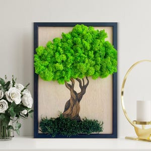 Exclusive Wood Moss Art Wall Decor/ Preserved Lichen Accent Wall Piece/ Special Gift  Handmade/ Bonsai Moss Wall Home Décor Aesthetic Art