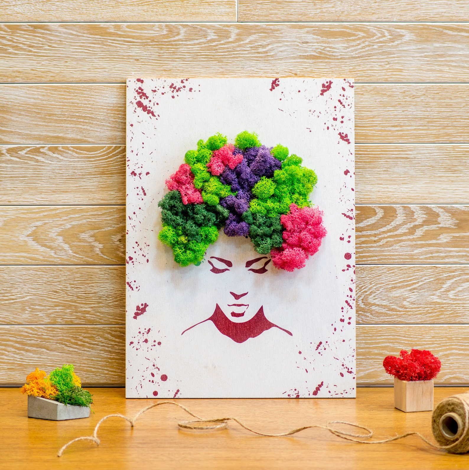 DIY Moss Art Kids Craft DIY Wood Moss Picture Colorful Etsy