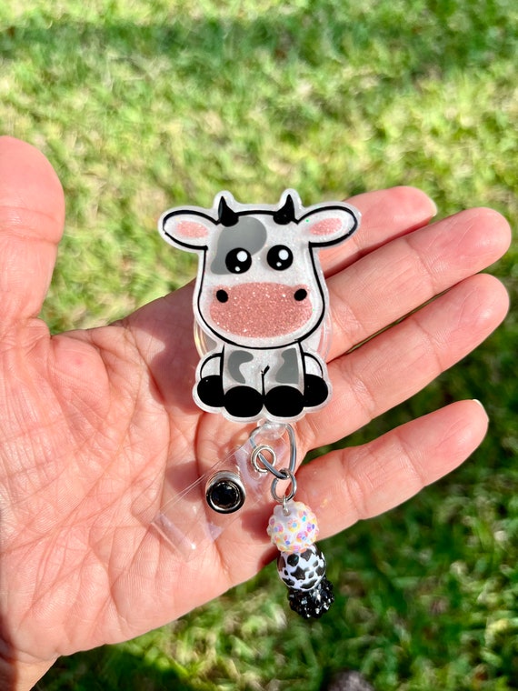 Cow Badge Reel With Matching Beads -  Canada
