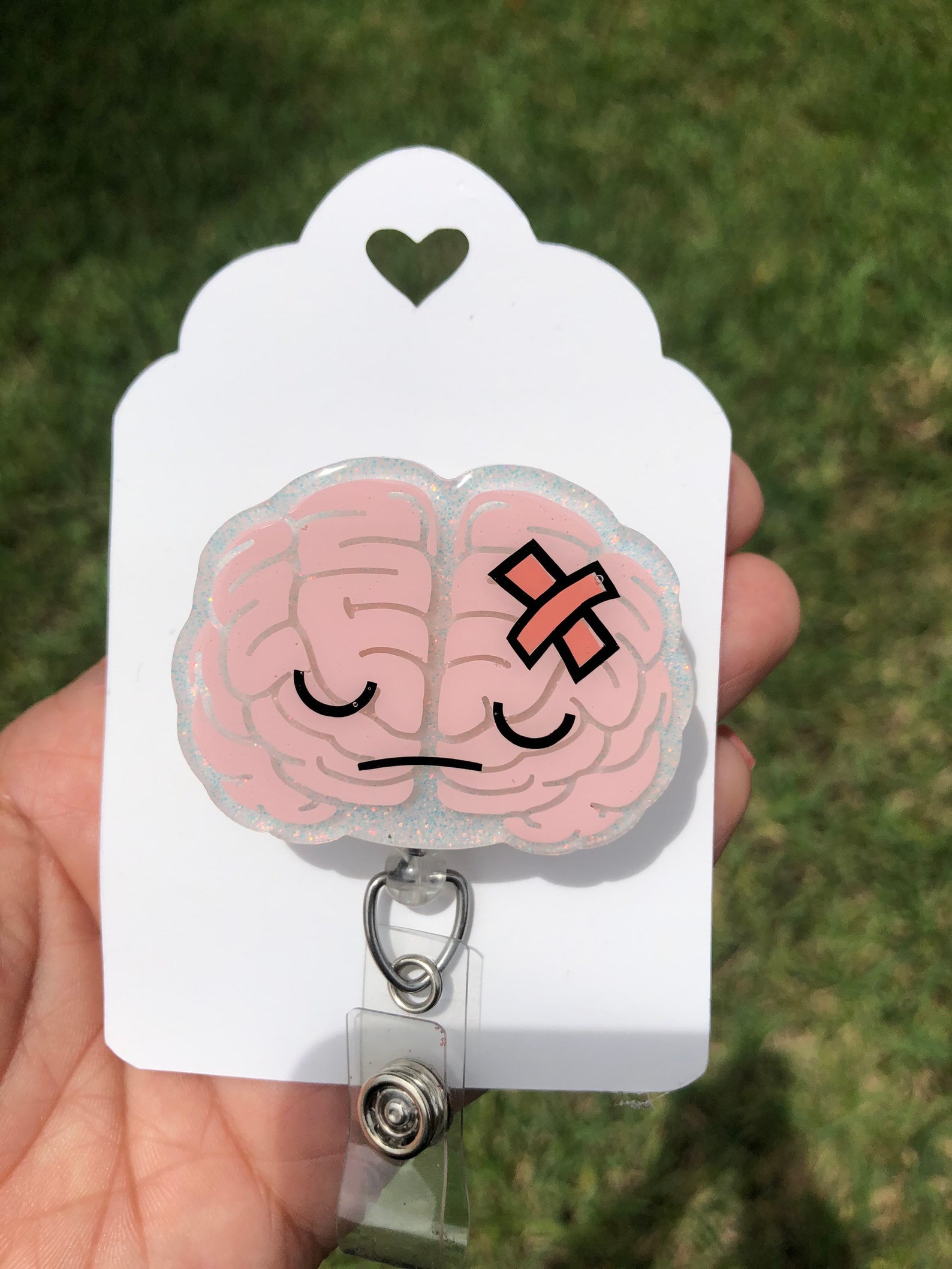 Brain With Bandaid Badge Reel Etsy