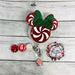 Mouse Peppermint Badge Reel w/ charm