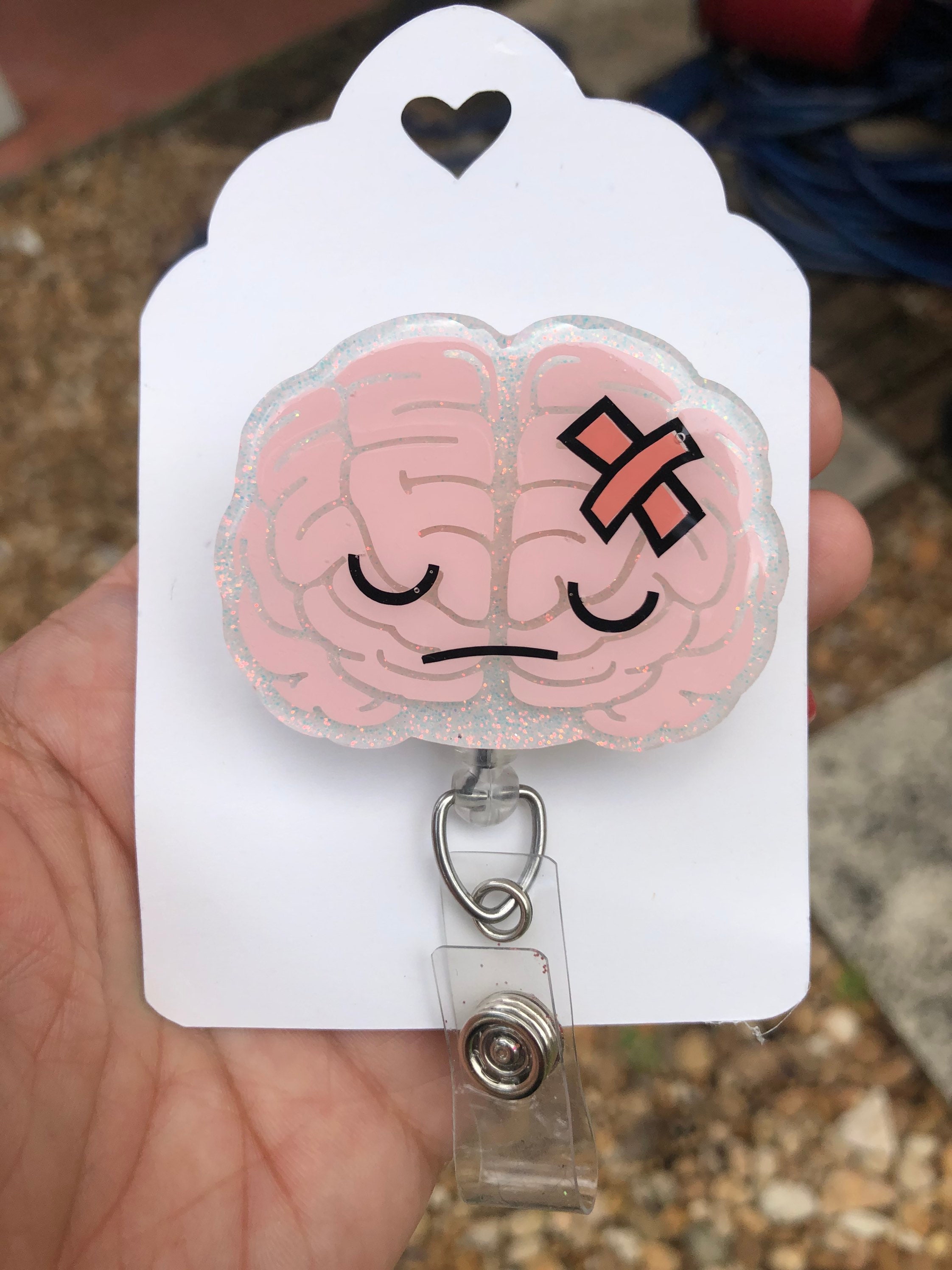 Brain With Bandaid Badge Reel Etsy