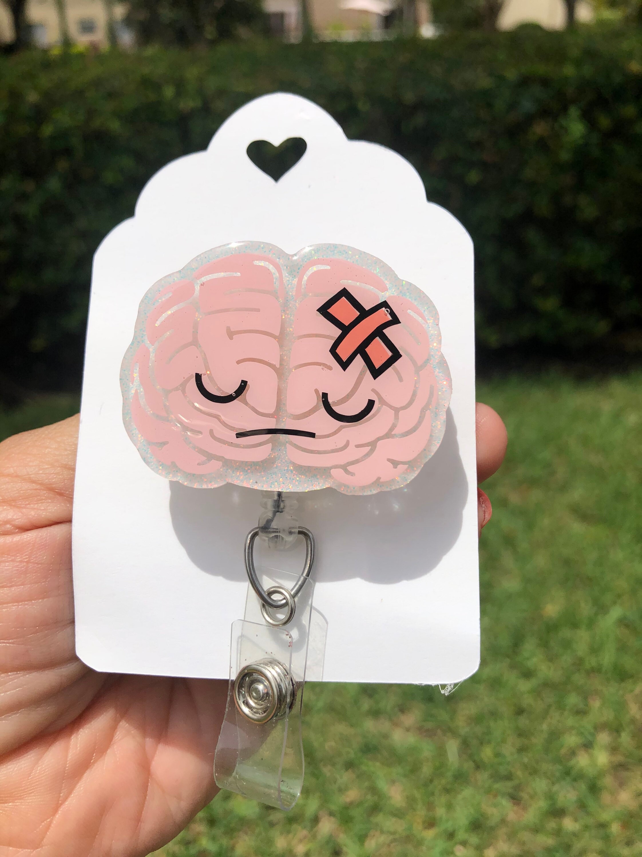 Brain With Bandaid Badge Reel Etsy
