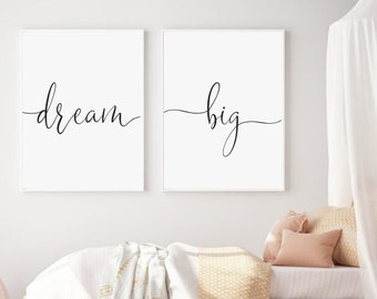 Dream Big Wall Decor, Nursery Sign, Nursery Wall Art, Nursery Decor Girl, Nursery Sign Boy, Inspirational Wall Art, Motivational Quotes