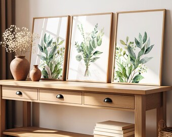 Eucalyptus Wall Art, Set of 3 Prints, Greenery Wall Decor, Botanical Wall Art