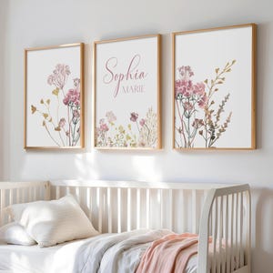 Custom Wildflower Name Digital Print, Botanical Wall Art, Baby ...