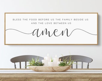 Amen Sign Bless the Food Sign Christian Wall Decor Kitchen Amen Wall Art Decor Dining Room Wall Art Modern Home Decor Sign