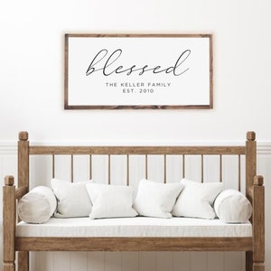 BLESSED SIGN - Family Name Sign, Entry Way Wall Decor, Housewarming Gift, Family Established Name Sign, Family Room Decor, Home Decor