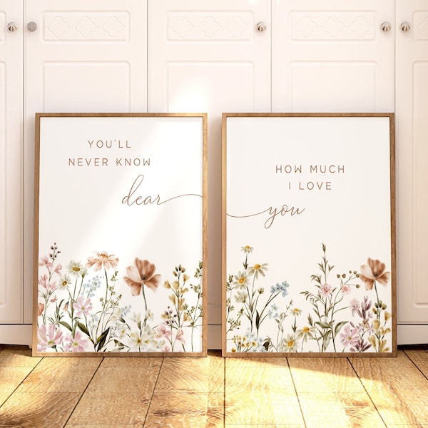Boho Nursery Wall Art, Wildflower Nursery Decor, Botanical Print, Floral Nursery Art, Girl Nursery Decor, Baby Shower Gift 741