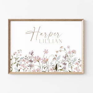 Nursery Decor Girl Nursery Name Sign Girl Nursery Wall Art Nursery Wall Decor Wildflower Girl Floral Nursery Boho Nursery Baby Girl Gift