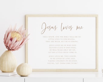 Christian Nursery Decor Girl Nursery Wall Decor Boy Baby Room Print Sunday School Decor Jesus Loves Me Play Room Wall Art Minimalist Decor