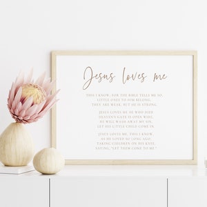 Christian Nursery Decor Girl Nursery Wall Decor Boy Baby Room Print Sunday School Decor Jesus Loves Me Play Room Wall Art Minimalist Decor